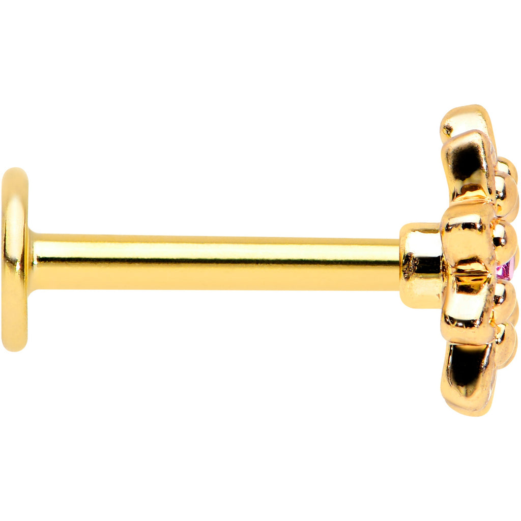 BodyCandy 16G 5/16 Pink Gem Gold Tone Starry Flower Labret Monroe Tragus — lifestyle context