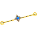 BodyCandy 14G Blue Synthetic Opal Gold Tone Rhombus Industrial Barbell 38mm — main product shot