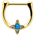 BodyCandy 16G 5/16 Blue Synthetic Opal Gold Tone Rhombus Cartilage Clicker — main product shot