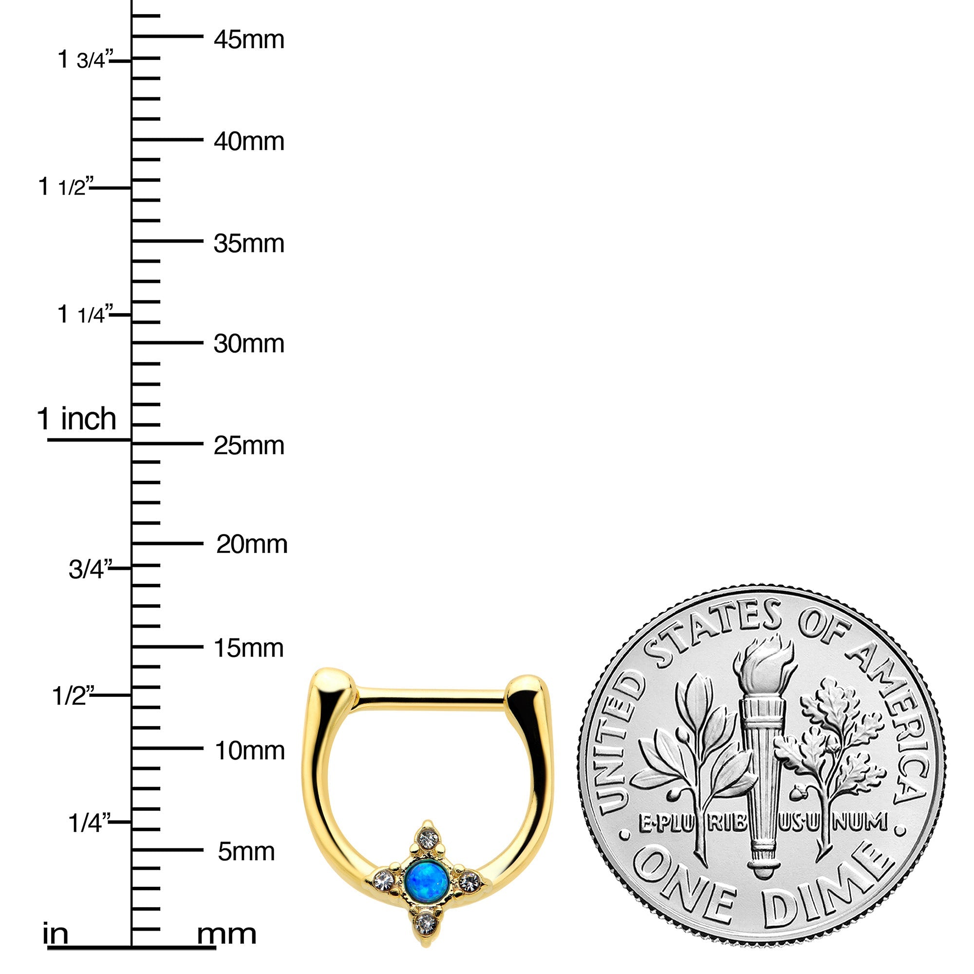 BodyCandy 16G 5/16 Blue Synthetic Opal Gold Tone Rhombus Cartilage Clicker — lifestyle context