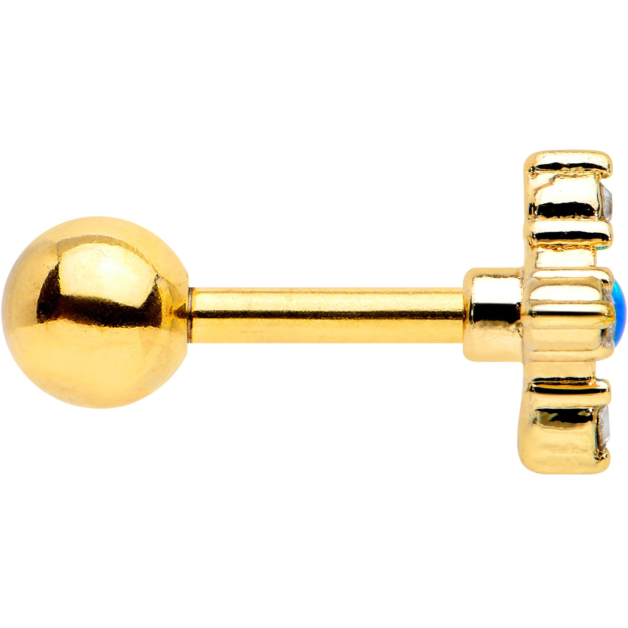 BodyCandy 16G 1/4 Blue Synthetic Opal Gold Tone Rhombus Cartilage Earring — lifestyle context