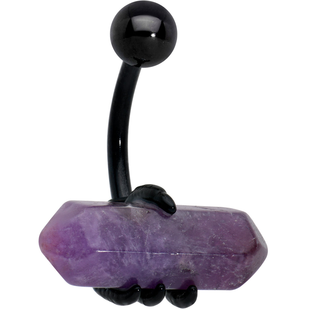 BodyCandy Purple Amethyst Stone Black Claw Belly Ring — main product shot