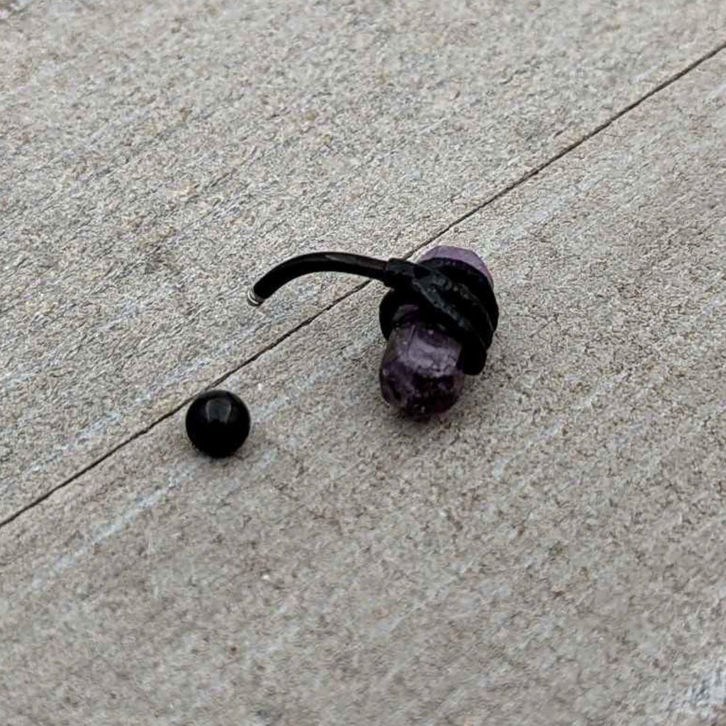 BodyCandy Purple Amethyst Stone Black Claw Belly Ring — alternative angle