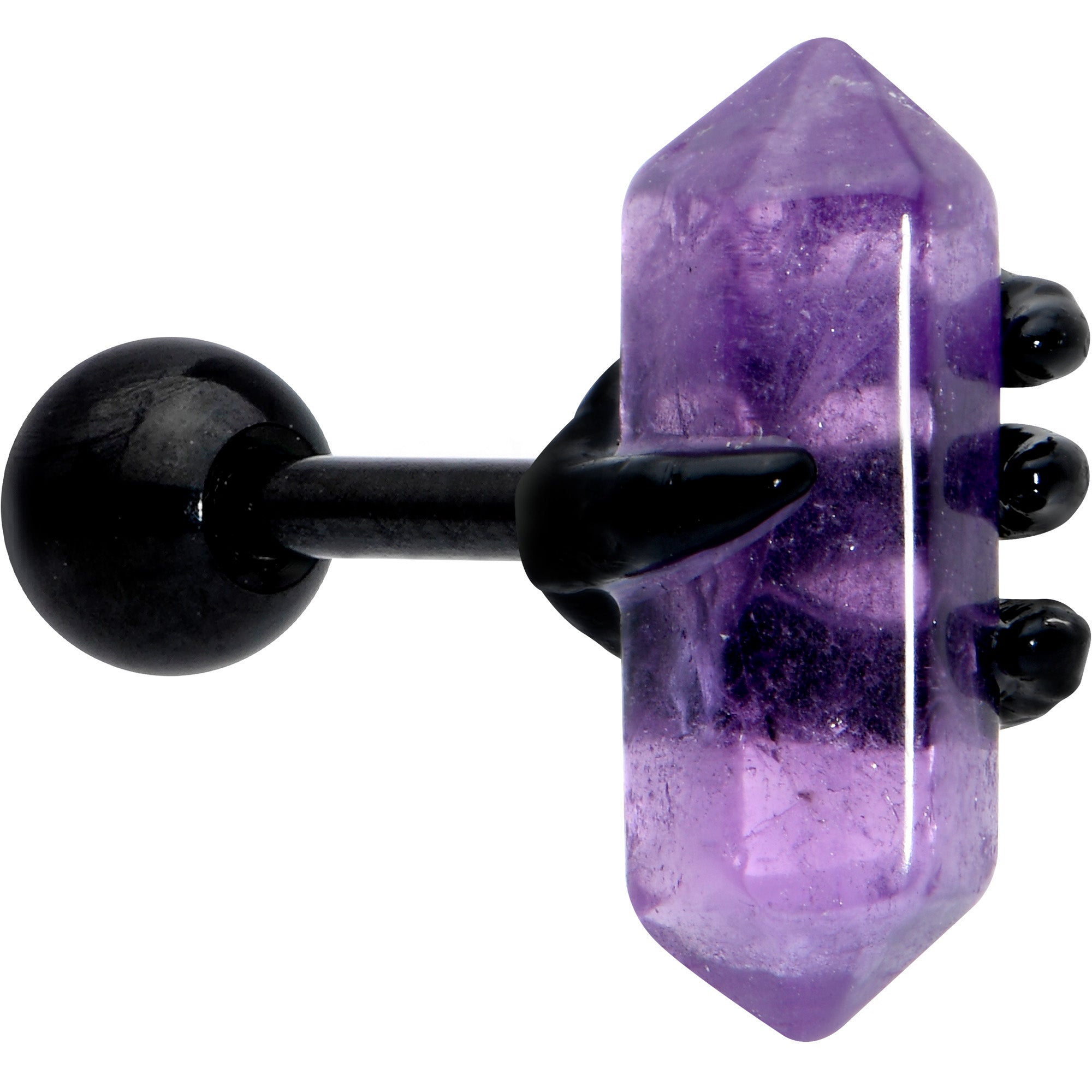 BodyCandy 16G 1/4 Purple Amethyst Black Claw Obelisk Cartilage Earring — main product shot