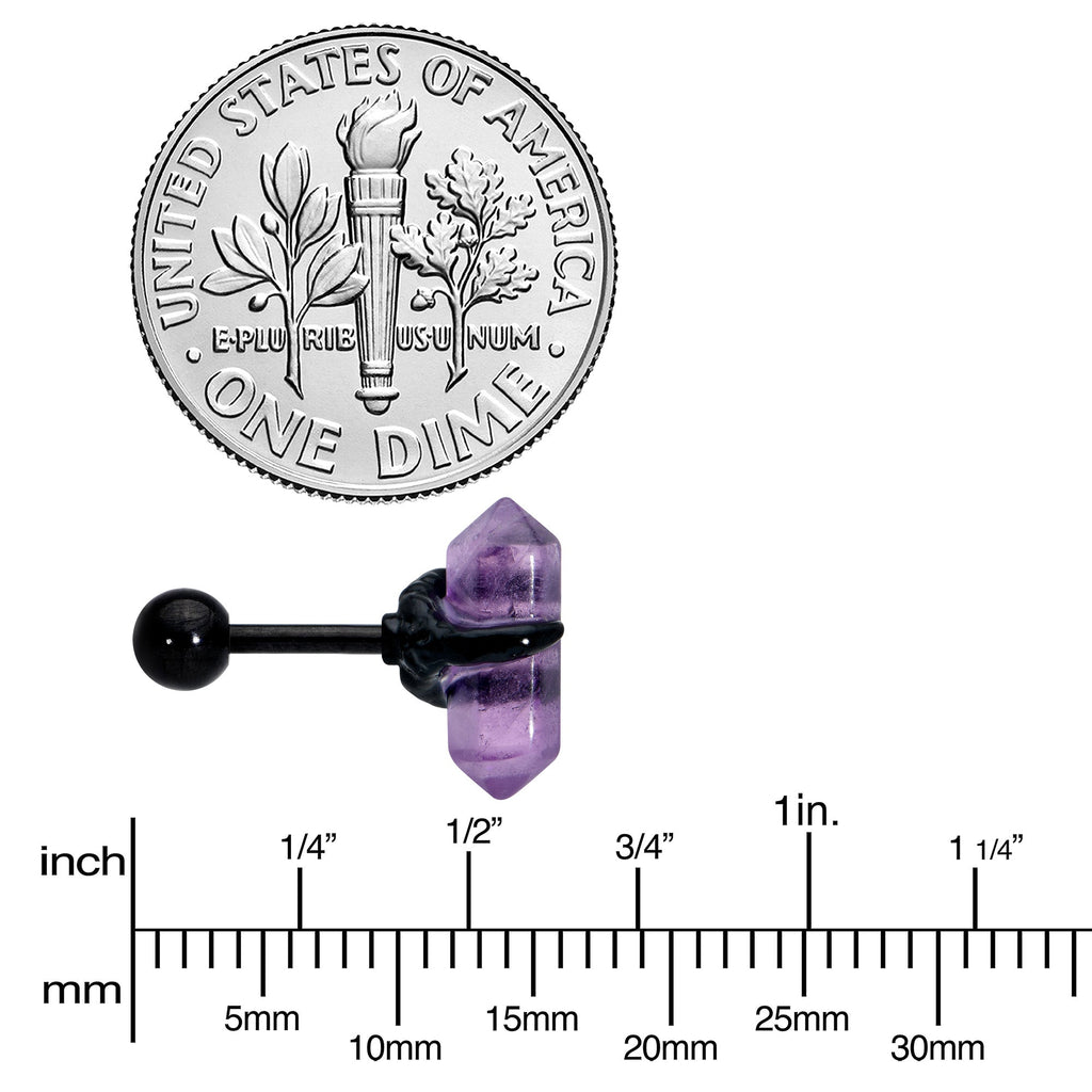BodyCandy 16G 1/4 Purple Amethyst Black Claw Obelisk Cartilage Earring — side view