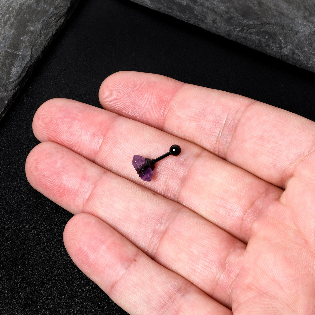 BodyCandy 16G 1/4 Purple Amethyst Black Claw Obelisk Cartilage Earring — size reference