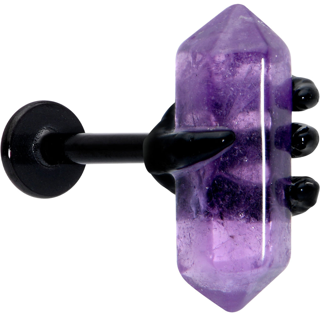 BodyCandy 16G 5/16 Purple Amethyst Black Claw Obelisk Labret Monroe Tragus — main product shot