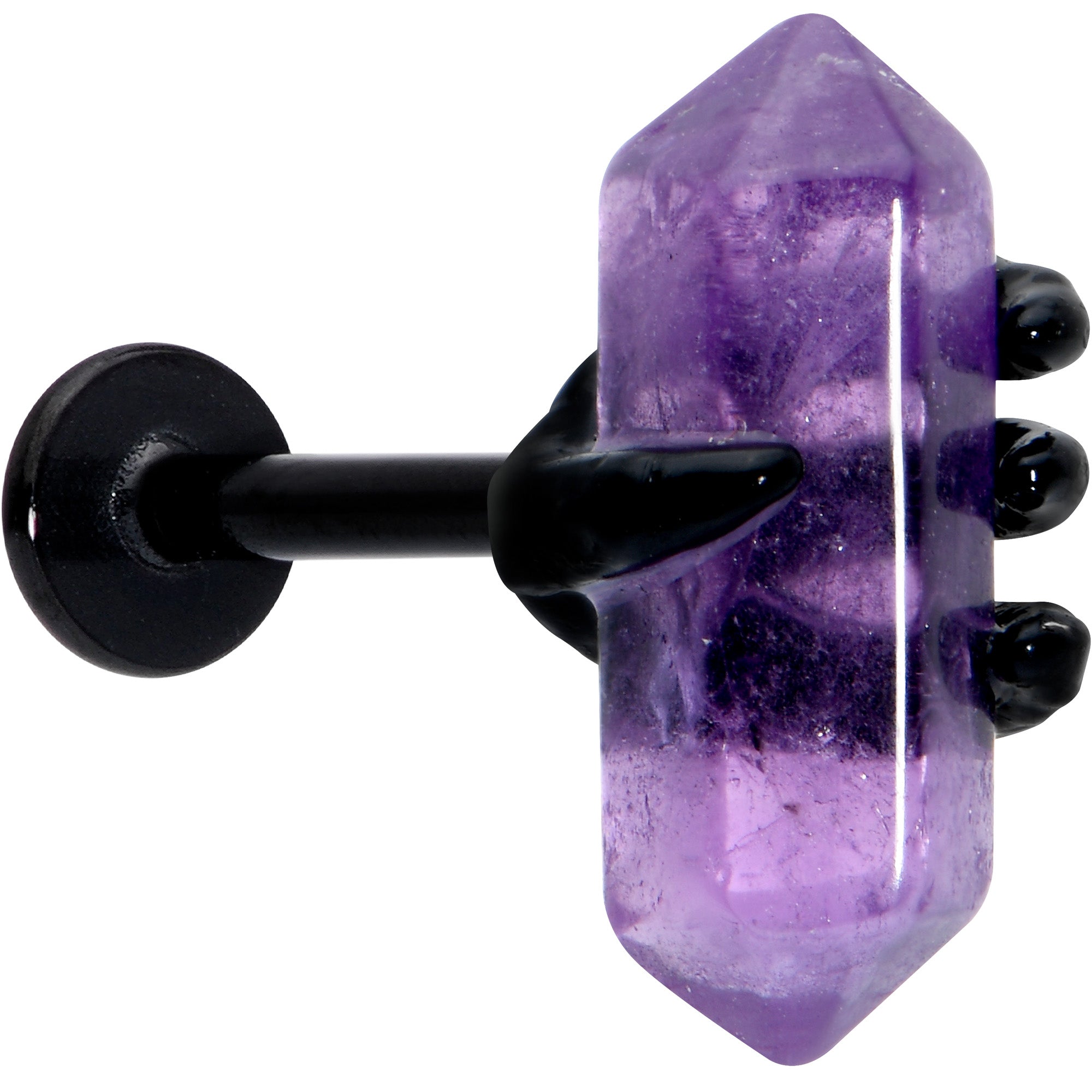BodyCandy 16G 5/16 Purple Amethyst Black Claw Obelisk Labret Monroe Tragus — main product shot
