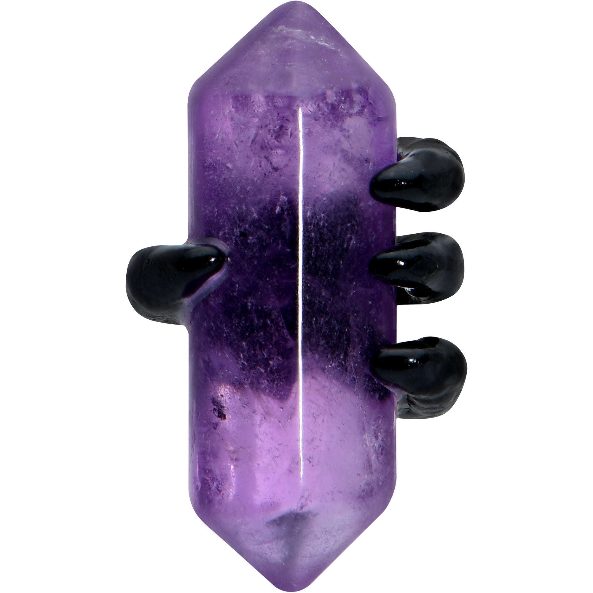 BodyCandy 16G 5/16 Purple Amethyst Black Claw Obelisk Labret Monroe Tragus — detail close-up