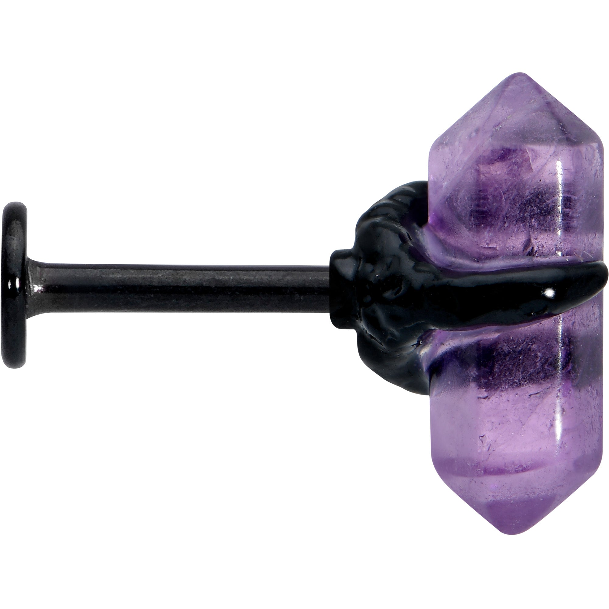 BodyCandy 16G 5/16 Purple Amethyst Black Claw Obelisk Labret Monroe Tragus — lifestyle context