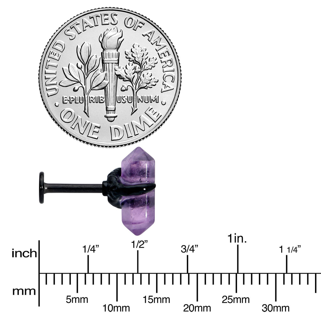 BodyCandy 16G 5/16 Purple Amethyst Black Claw Obelisk Labret Monroe Tragus — side view