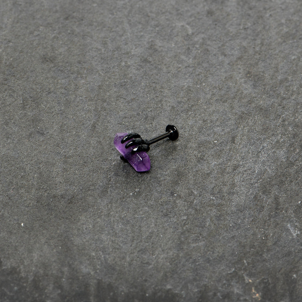 BodyCandy 16G 5/16 Purple Amethyst Black Claw Obelisk Labret Monroe Tragus — alternative angle
