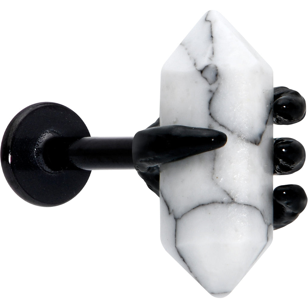 BodyCandy 16G 5/16 White Howlite Black Claw Obelisk Labret Monroe Tragus — main product shot