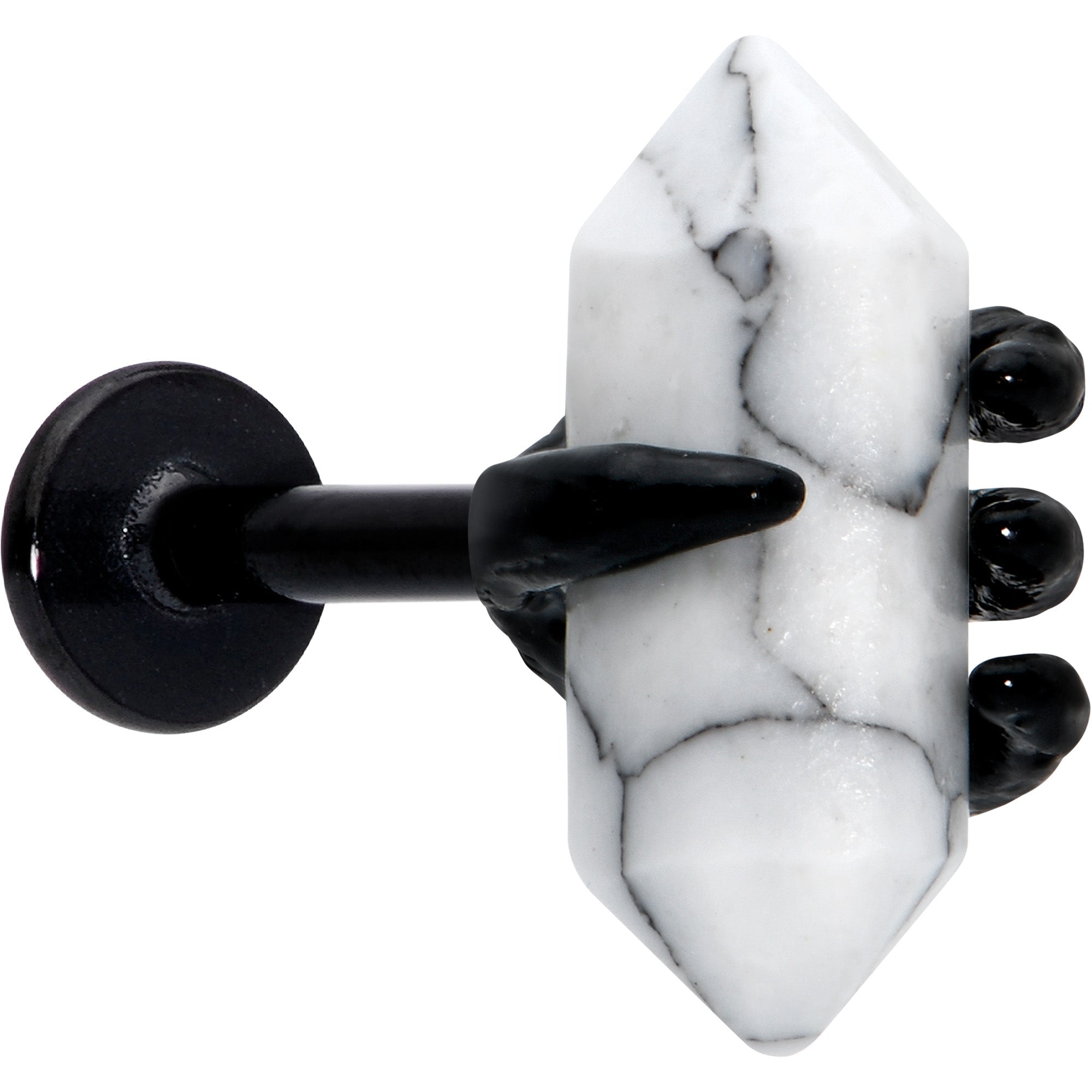 BodyCandy 16G 5/16 White Howlite Black Claw Obelisk Labret Monroe Tragus — main product shot