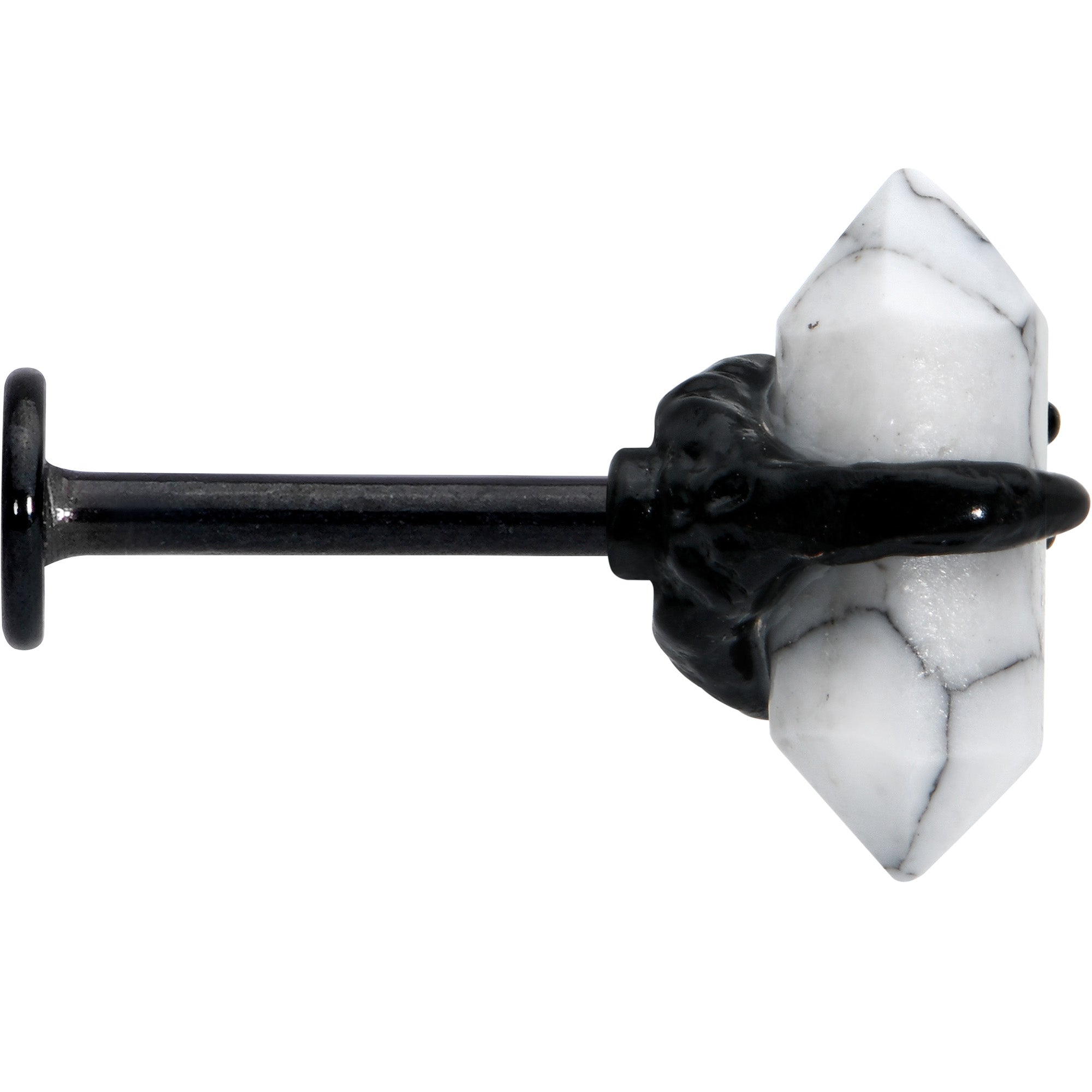 BodyCandy 16G 5/16 White Howlite Black Claw Obelisk Labret Monroe Tragus — lifestyle context