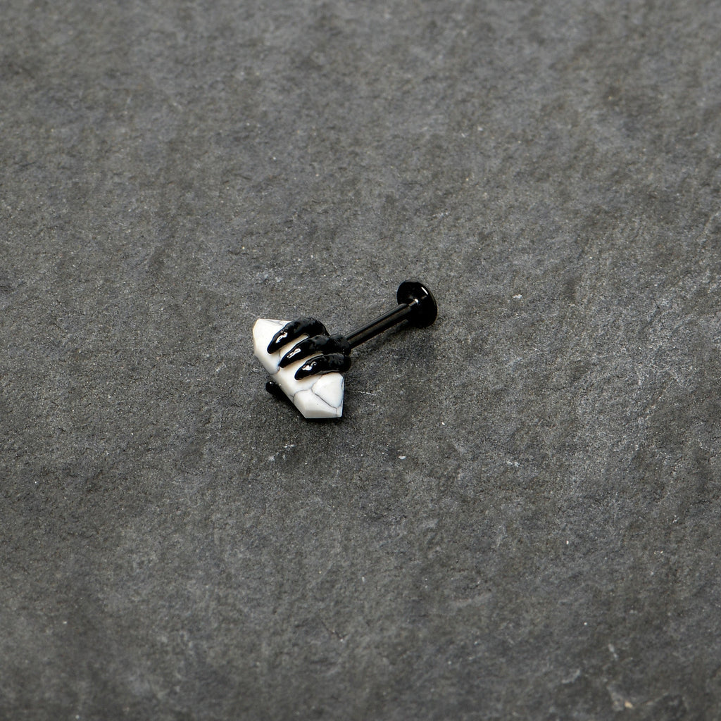 BodyCandy 16G 5/16 White Howlite Black Claw Obelisk Labret Monroe Tragus — alternative angle