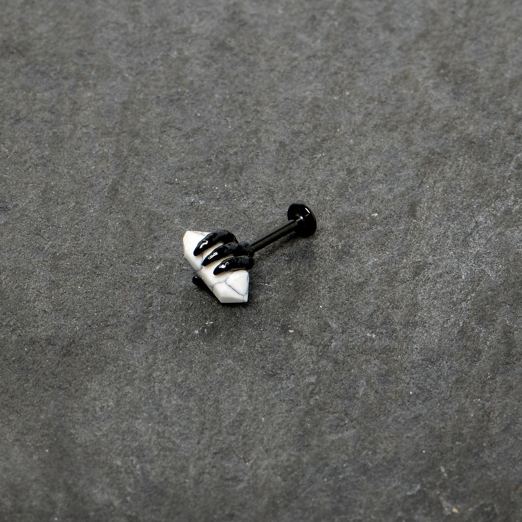 BodyCandy 16G 5/16 White Howlite Black Claw Obelisk Labret Monroe Tragus — alternative angle