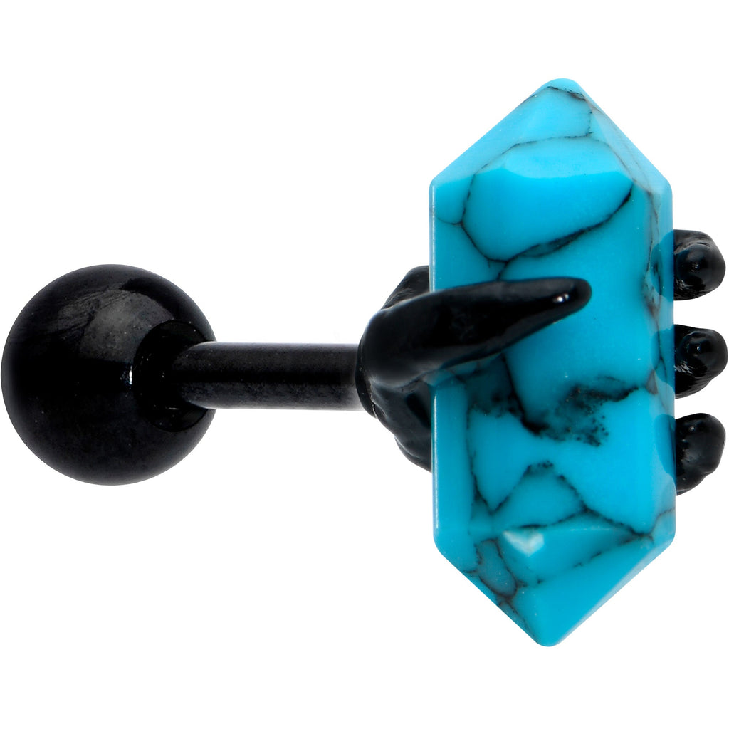 BodyCandy 16G 1/4 Blue Turquoise Black Claw Obelisk Cartilage Earring — main product shot