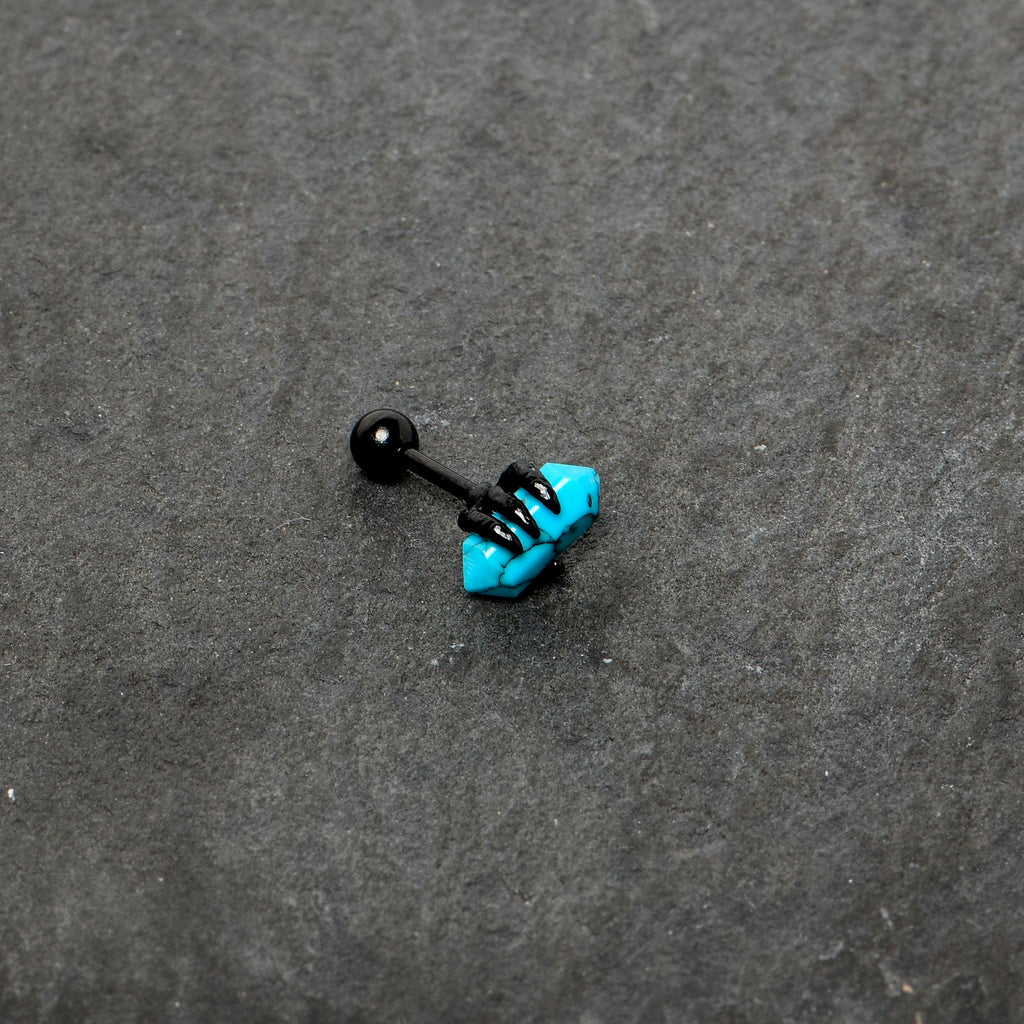 BodyCandy 16G 1/4 Blue Turquoise Black Claw Obelisk Cartilage Earring — alternative angle