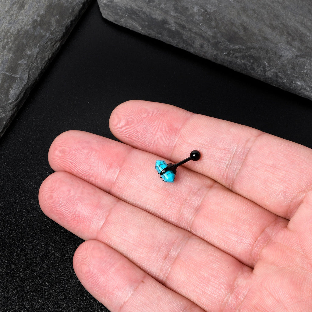 BodyCandy 16G 1/4 Blue Turquoise Black Claw Obelisk Cartilage Earring — size reference