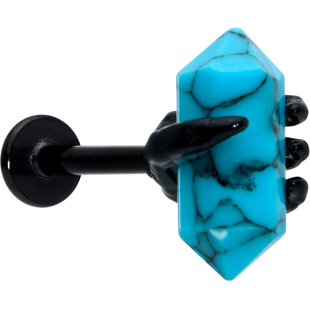 BodyCandy 16G 5/16 Blue Turquoise Black Claw Obelisk Labret Monroe Tragus — main product shot