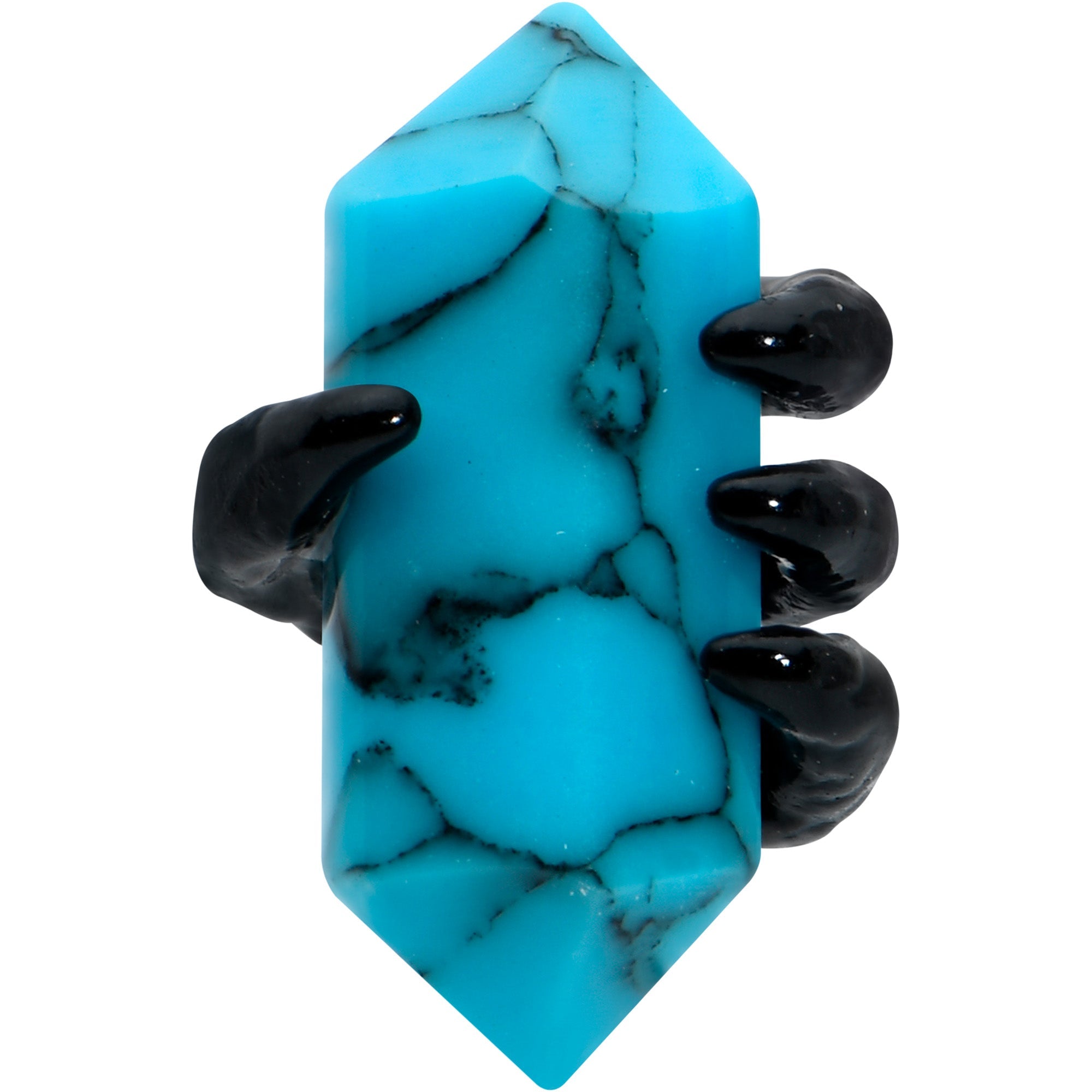 BodyCandy 16G 5/16 Blue Turquoise Black Claw Obelisk Labret Monroe Tragus — detail close-up