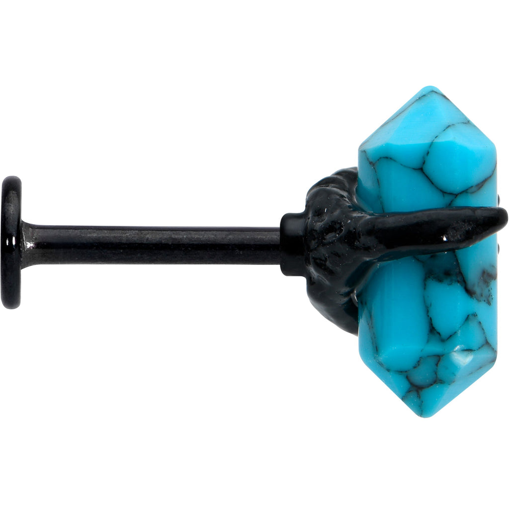 BodyCandy 16G 5/16 Blue Turquoise Black Claw Obelisk Labret Monroe Tragus — lifestyle context