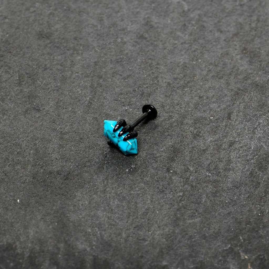BodyCandy 16G 5/16 Blue Turquoise Black Claw Obelisk Labret Monroe Tragus — alternative angle
