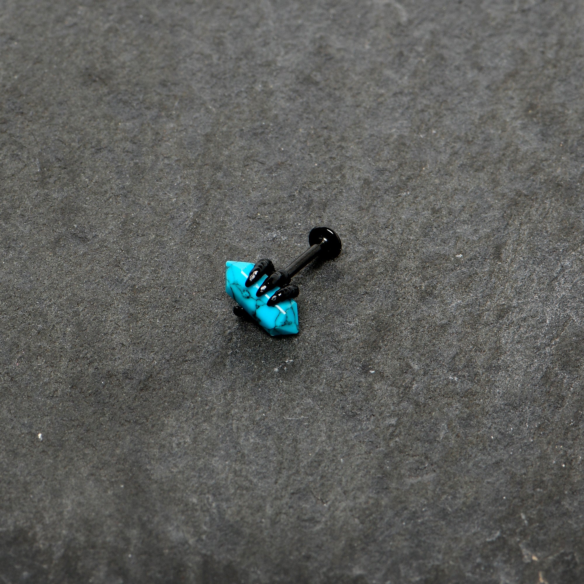 BodyCandy 16G 5/16 Blue Turquoise Black Claw Obelisk Labret Monroe Tragus — alternative angle