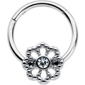 BodyCandy 16G 3/8 Clear Gem Epic Fabulous Flower Hinged Segment Ring — main product shot