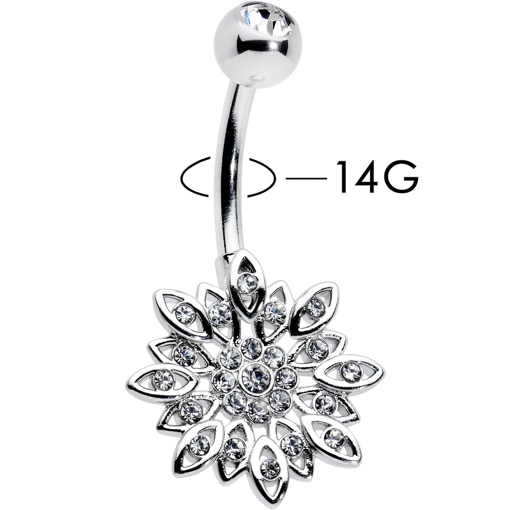 BodyCandy Clear Gem Rococo Starry Flower Baroque Belly Ring — lifestyle context