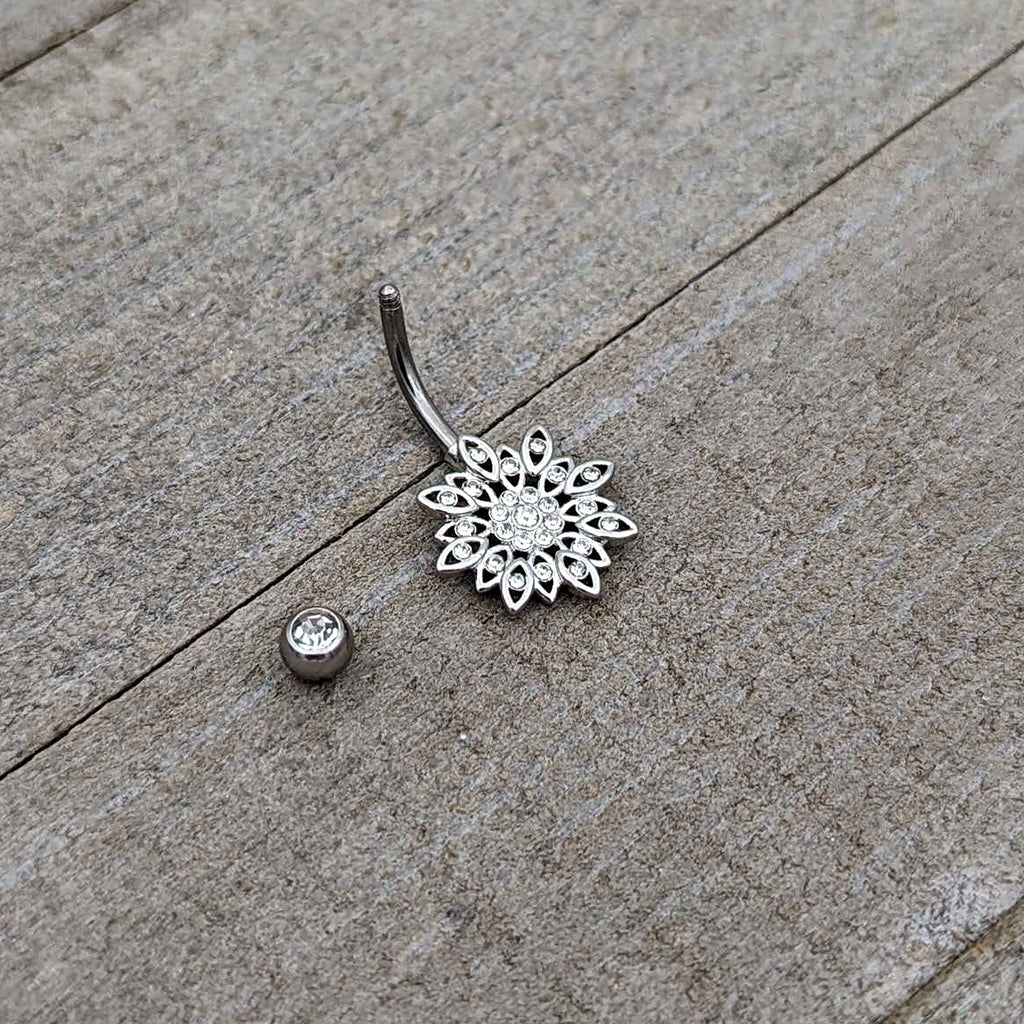 BodyCandy Clear Gem Rococo Starry Flower Baroque Belly Ring — alternative angle