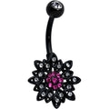 BodyCandy Clear Pink Gem Black Midnight Flower Blooming Belly Ring — main product shot