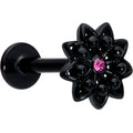 BodyCandy 16G 5/16 Pink Gem Black Midnight Flower Labret Monroe Tragus — main product shot