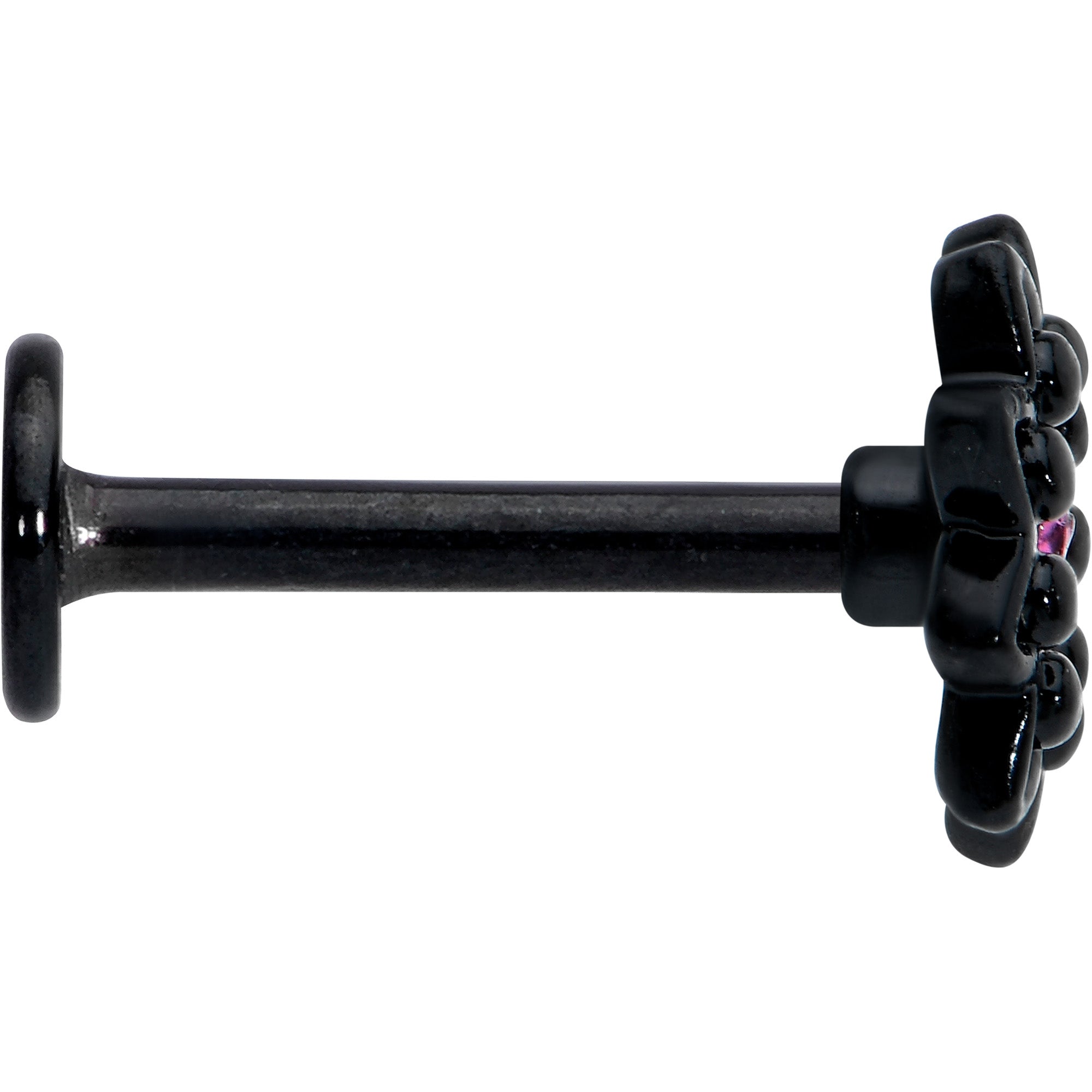 BodyCandy 16G 5/16 Pink Gem Black Midnight Flower Labret Monroe Tragus — lifestyle context