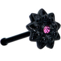 BodyCandy 20G 1/4 Pink Gem Black Starry Flower Halloween Nose Bone — main product shot
