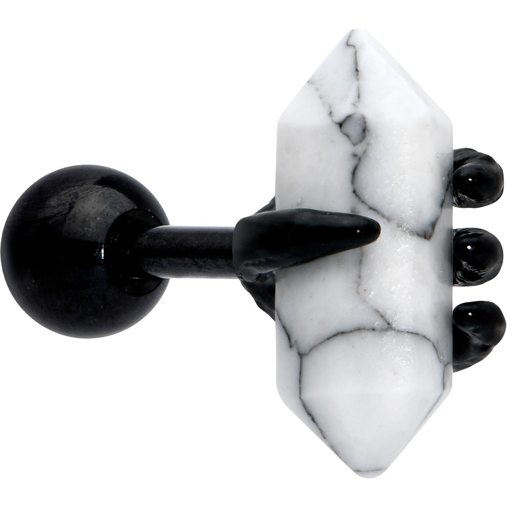 BodyCandy 16G 1/4 White Howlite Black Claw Obelisk Cartilage Earring — main product shot