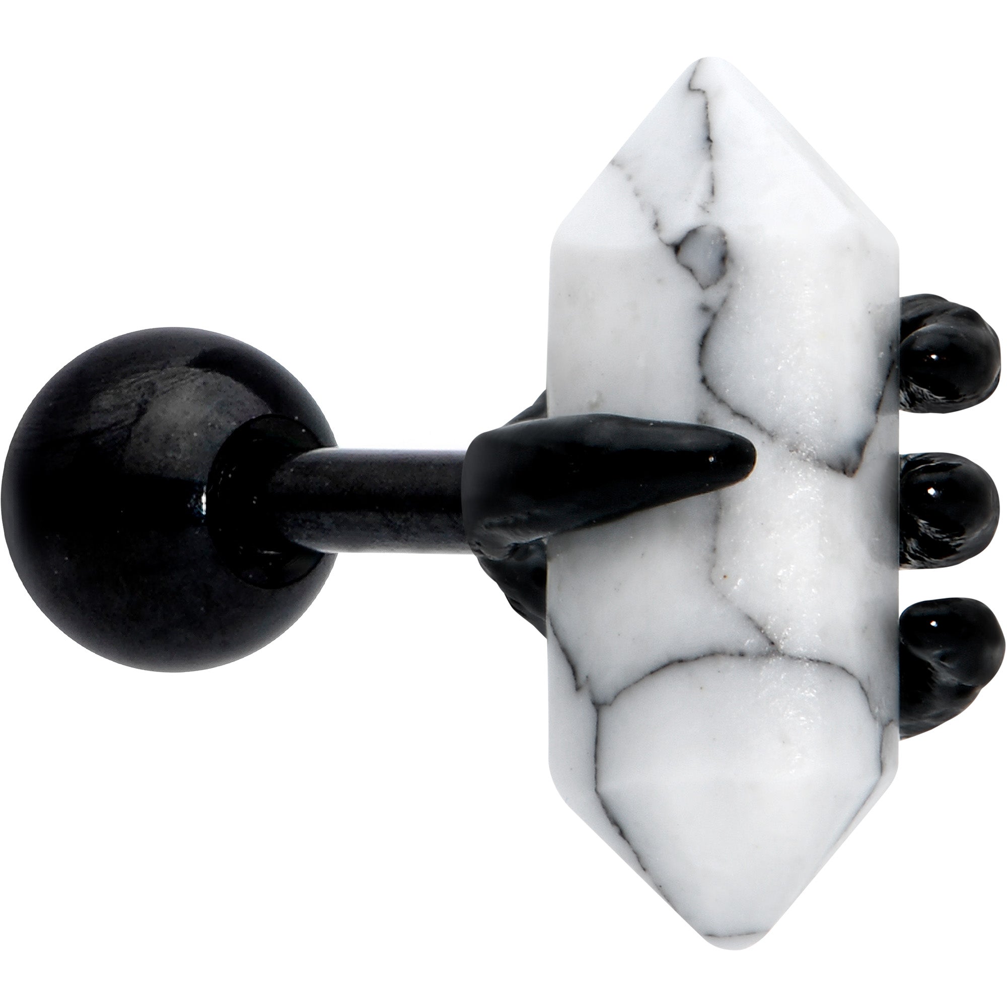 BodyCandy 16G 1/4 White Howlite Black Claw Obelisk Cartilage Earring — main product shot