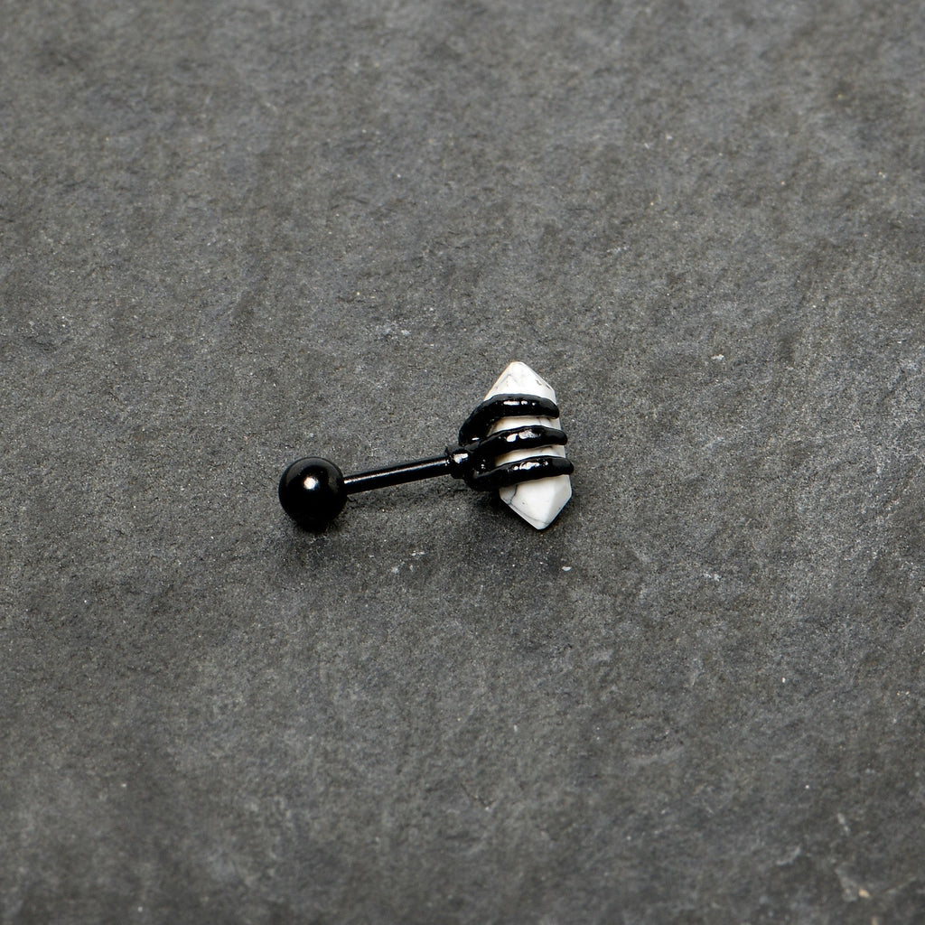 BodyCandy 16G 1/4 White Howlite Black Claw Obelisk Cartilage Earring — alternative angle