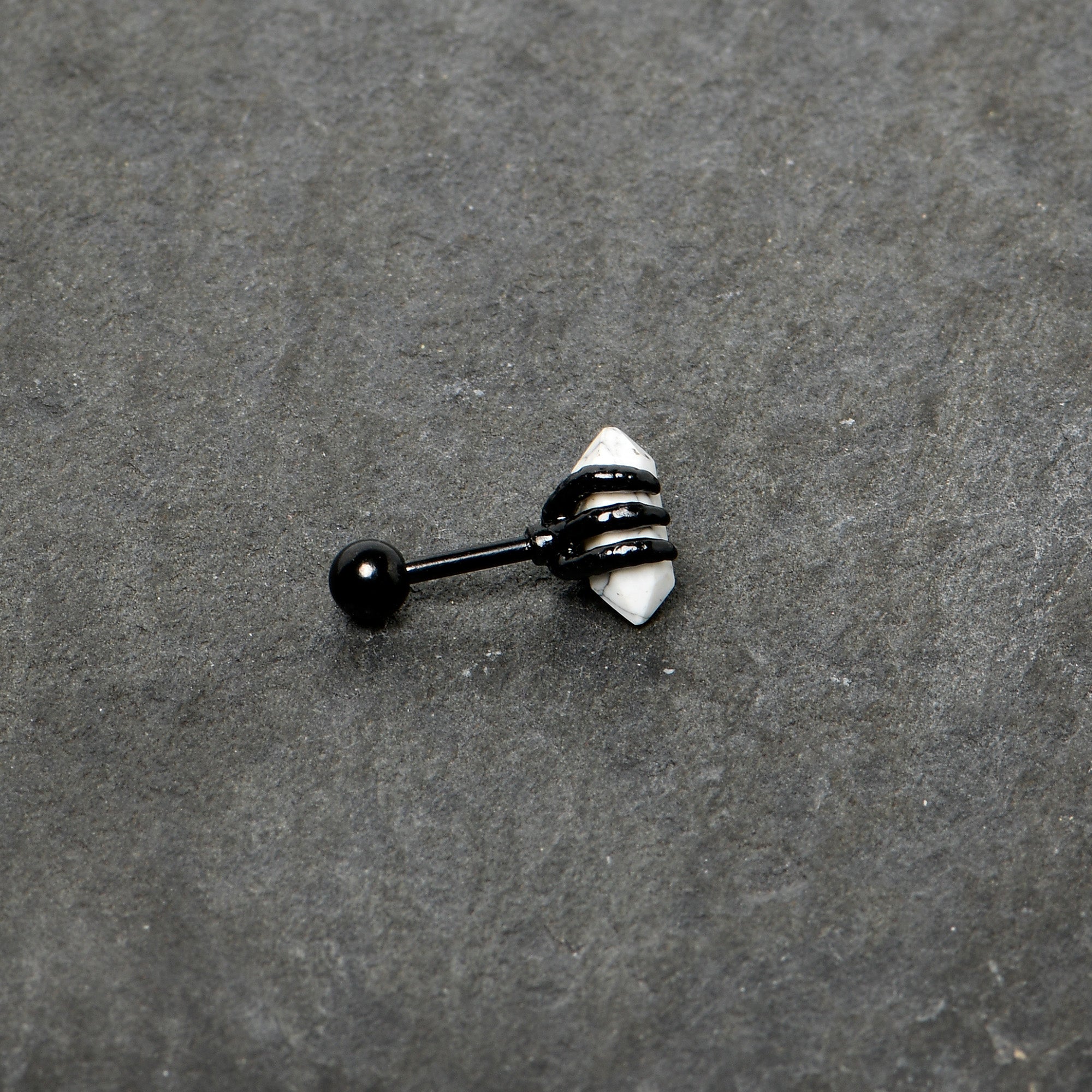 BodyCandy 16G 1/4 White Howlite Black Claw Obelisk Cartilage Earring — alternative angle