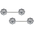BodyCandy 14G 9/16 Clear Gem Epic Fabulous Flower Barbell Nipple Ring Set — main product shot