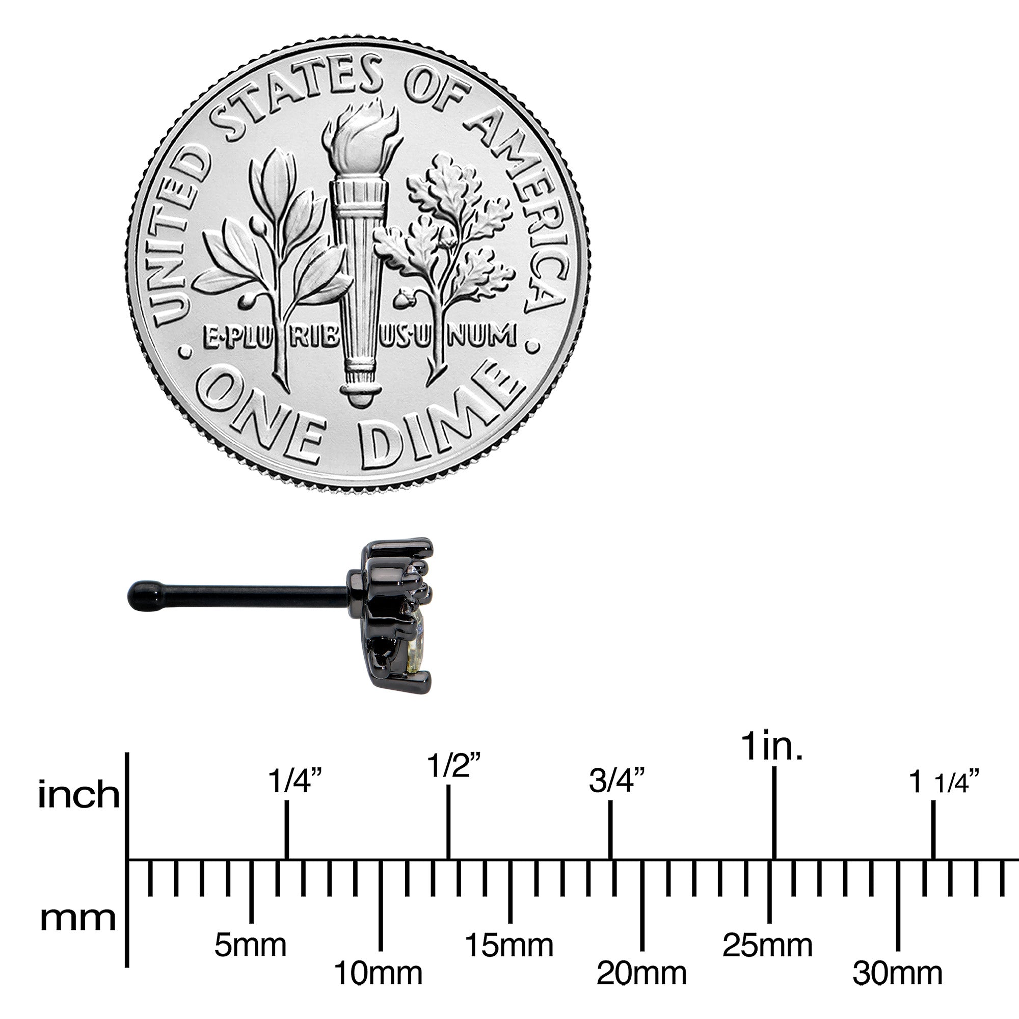 BodyCandy 20G 1/4 Clear Yellow Gem Black Butterfly Nose Bone — lifestyle context