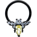 BodyCandy 16G 3/8 Yellow Clear Gem Black Butterfly Hinged Segment Ring — main product shot