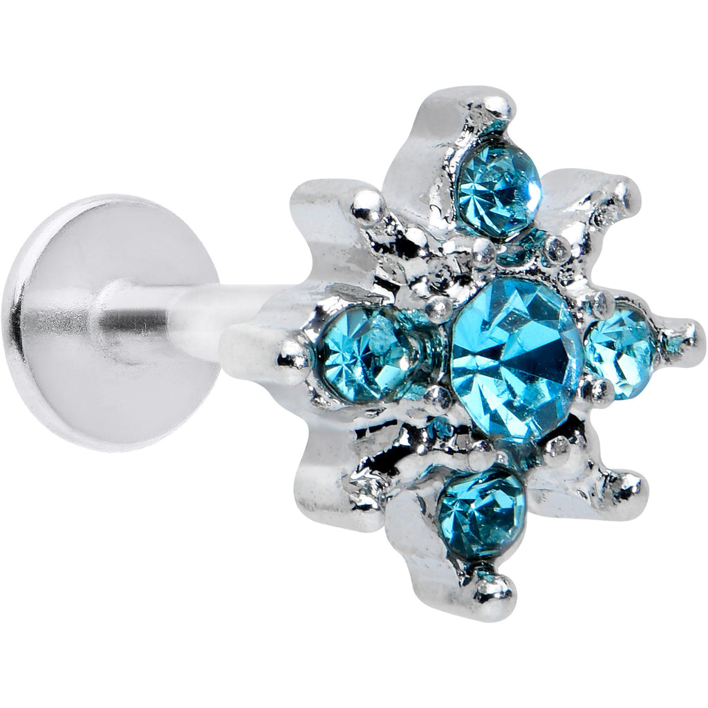 BodyCandy 16G 5/16 Blue Gem Stylish Snowflake Labret Monroe Tragus — main product shot