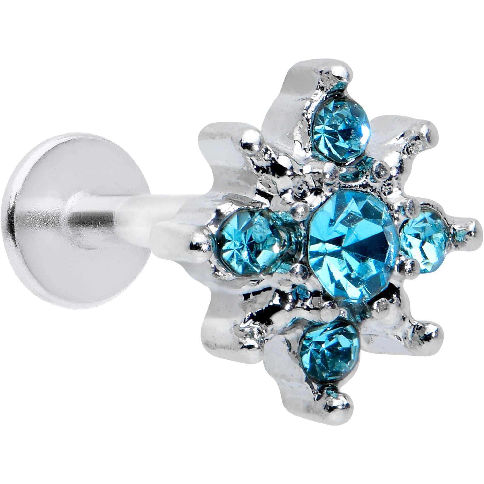 BodyCandy 16G 5/16 Blue Gem Stylish Snowflake Labret Monroe Tragus — main product shot