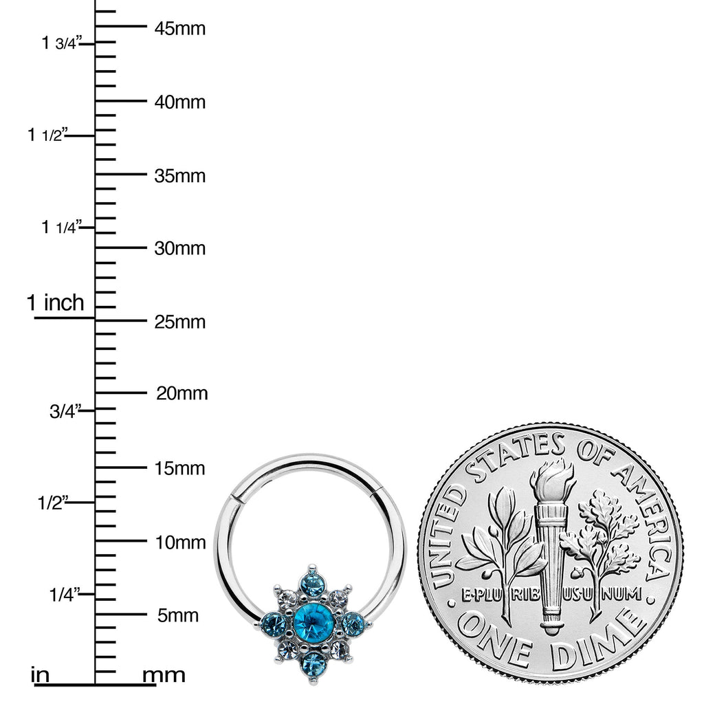 BodyCandy 16G 3/8 Blue Clear Gem Glamour Star Hinged Segment Ring — lifestyle context