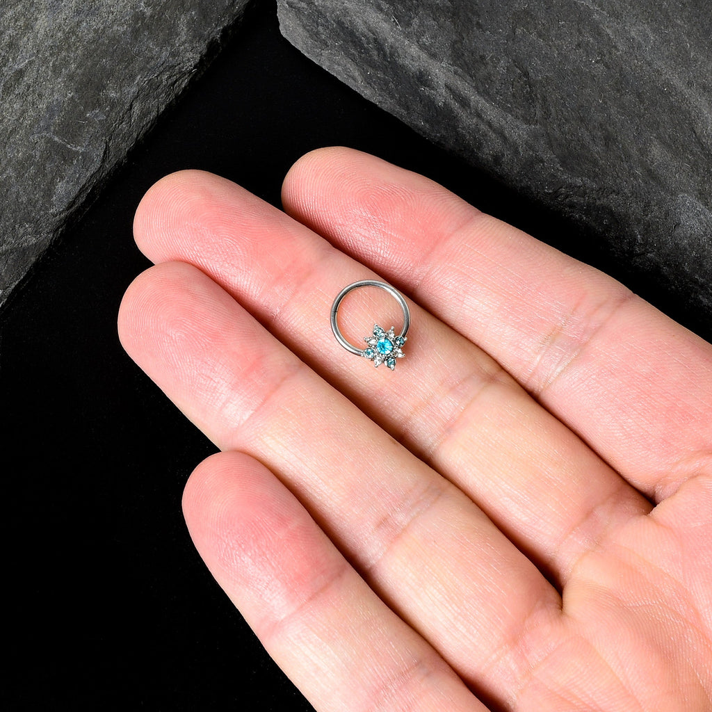 BodyCandy 16G 3/8 Blue Clear Gem Glamour Star Hinged Segment Ring — size reference