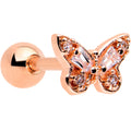 BodyCandy 16G 1/4 Clear Gem Rosy Tone Opulent Butterfly Cartilage Earring — main product shot