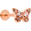 BodyCandy 16G 5/16 Clear Gem Rose Gold Tone Opulent Butterfly Labret Tragus — main product shot