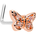 BodyCandy 20G 7mm Clear Gem Baroque Rosy Butterfly L Shape Nose Ring — main product shot